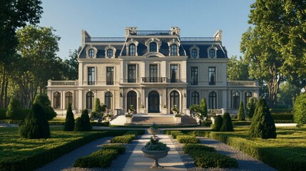 Elegant Historic Mansion Surrounded by Lush Greenery and Gardens