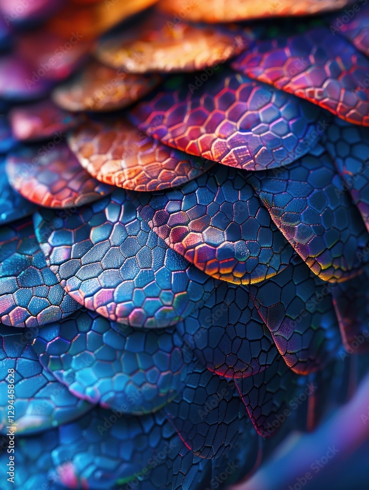 Poster chameleon skin displays a mesmerizing array of shifting colors and detailed scales in soft light