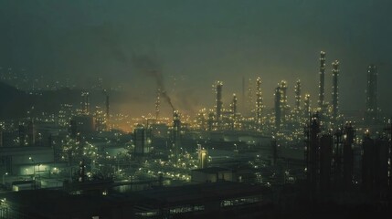 Obraz premium Oil Refinery at Night