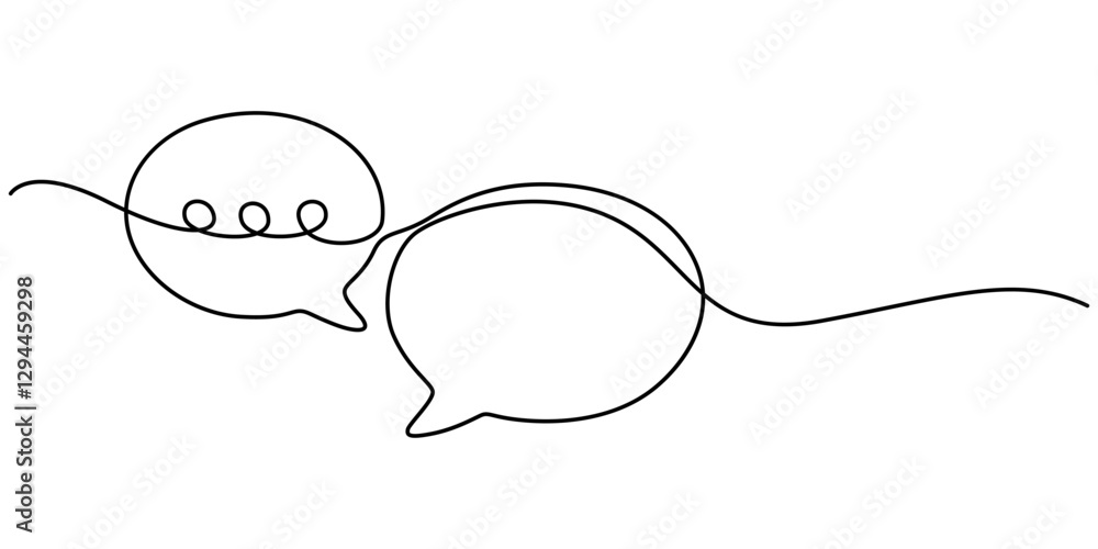 Poster continuous one line of chat bubble icons. one line drawing of conversation dialogue bubbles. chat ic
