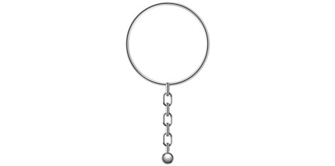 Realistic Silver Key Chain With Metal Ring Vector Illustration.	