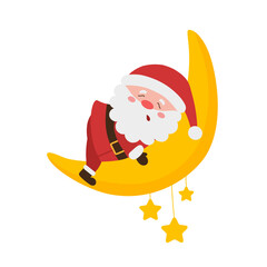 Santa Claus Sleeping on Moon