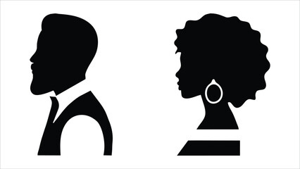 Elegant Black Silhouettes Man, Woman, Profile, Style, Art