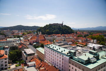 Ljubljana, the capital of Slovenia. Panorama view on the stunning sightseeing place