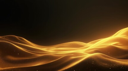 A wide view of a gold and black gradient background with flowing curves, set in a panoramic format, radiating wealth and abstract sophistication.