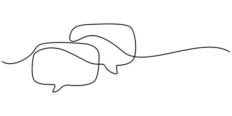 Obraz premium Continuous one line of chat bubble icons. One line drawing of conversation dialogue bubbles. Chat icons for comics, story books and others. Vector illustration, Speech bubble continuous one line style