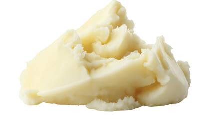 Shea butter creamy texture in soft white tones, rich and smooth skincare ingredient, isolated on white background, PNG format