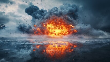 Dramatic Explosion in a Stormy Environment with Reflections