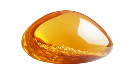 Honey drop with golden glow, thick viscous texture, close-up beauty and skincare concept, isolated on white background, PNG format 