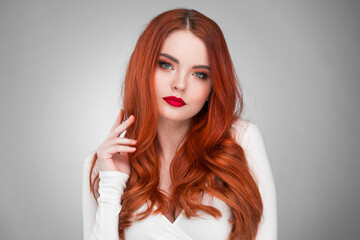 red head woman studio shoot