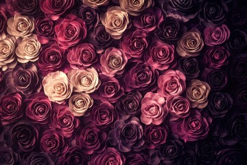 A vibrant fantasy scene featuring a miraculous bed of roses.