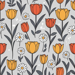 seamless pattern with tulips