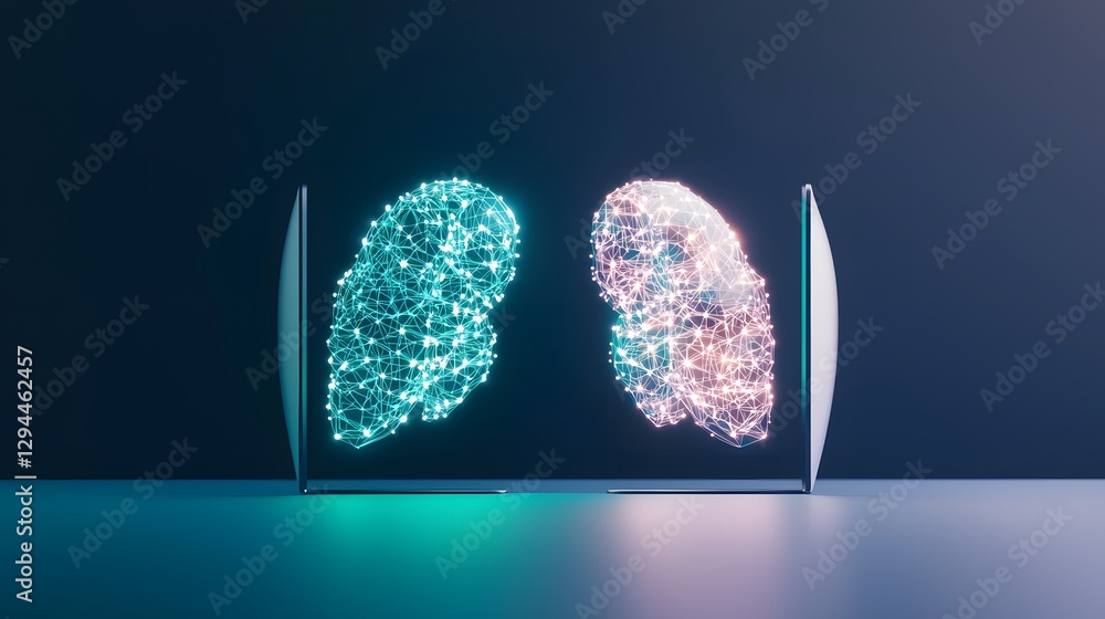 Poster anatomically accurate pair of human lungs displayed against a neutral background illustrating respir
