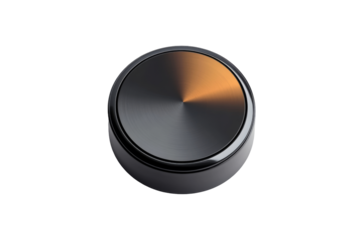 Sleek black control knob on transparency background png format studio environment minimalistic viewpoint