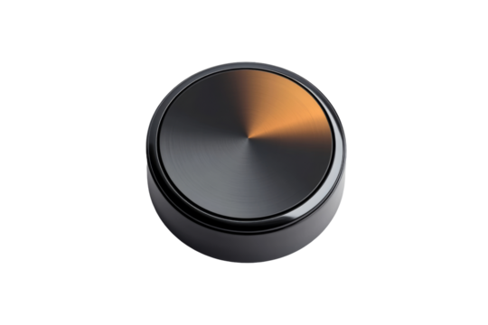 Sleek black control knob on transparency background png format studio environment minimalistic viewpoint