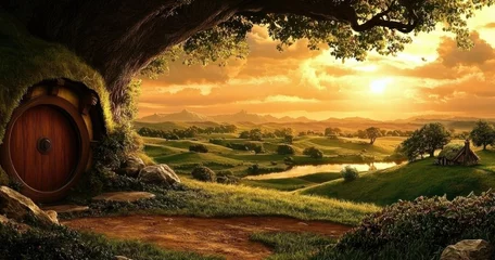 Fototapete Rund Imaginary landscape showcasing fantasy architecture and natural beauty. © Masque