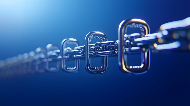 Close-up of a strong and sturdy chain emphasizing its robust design and industrial application in various fields