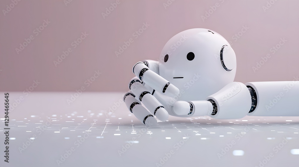 Aufkleber contemporary robot sitting comfortably on a table with a minimalistic design in a modern workspace e