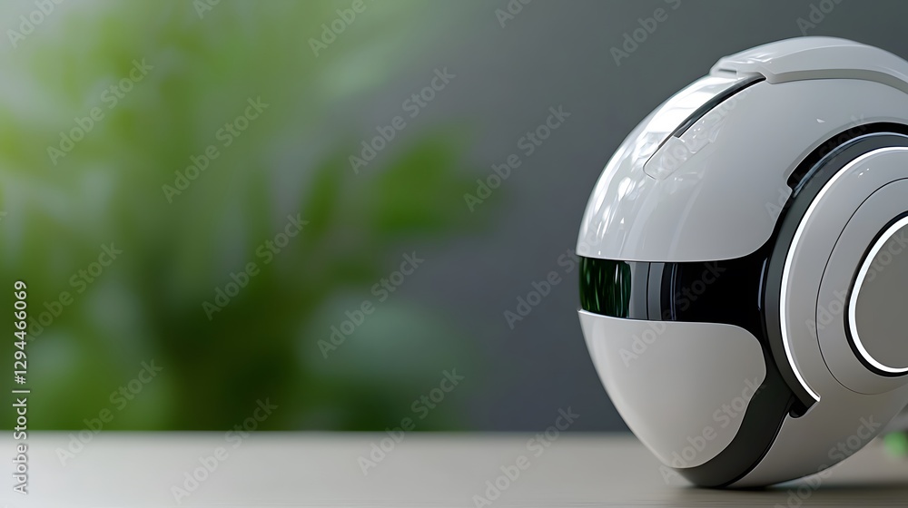 Poster futuristic white and black robot with sleek design posing against a plain background highlighting it