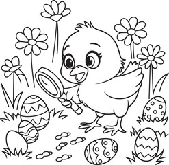 Fototapeta premium a clever bird is holding binoculars silhouettes line art illustration stock photos