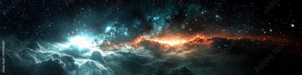 Poster artistic representation of the cosmos filled with celestial wonders.