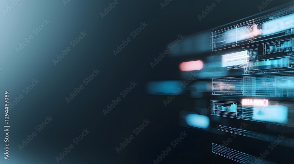 Poster blurred computer screen creating an artistic effect that conveys motion and modern technology in a w