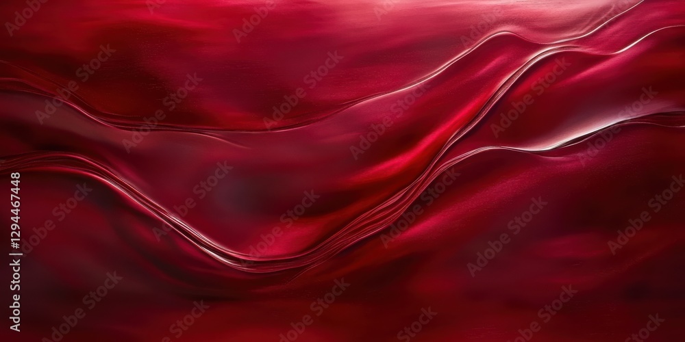Poster abstract red satin texture with flowing curves and soft highlights
