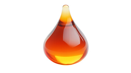 Rich hair serum oil drop with deep amber tones, nourishing product close-up, isolated on white background, PNG format