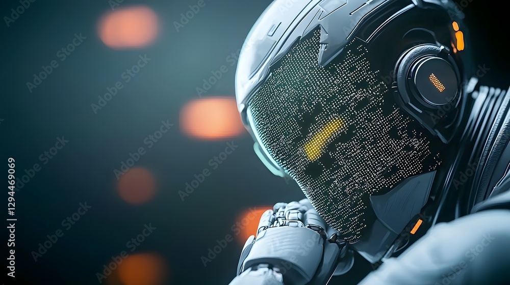 Aufkleber futuristic robot wearing protective helmet with advanced technology features and modern design stand