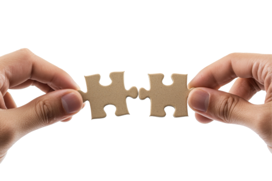 Puzzle piece connection png transparency business concept hands holding collaboration