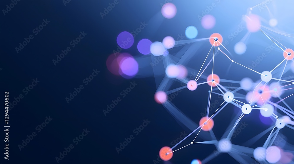 Poster a network of dots connected by lines representing modern connectivity and technology in a digital la