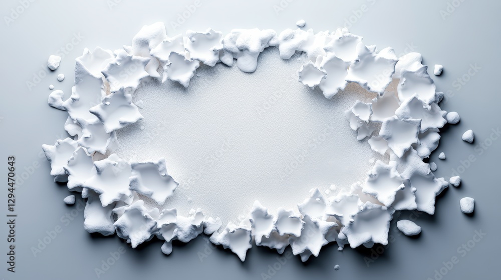 Poster white paper with hole on frosted wall shimmering tapestry background in high fidelity image
