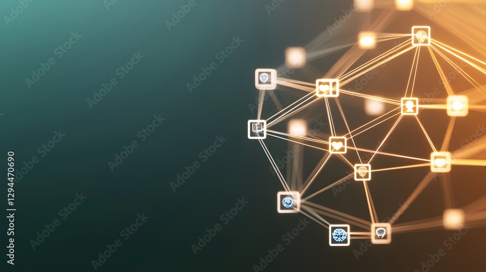 Poster intricate network of connected lines illustrating complex relationships among various nodes in a dig