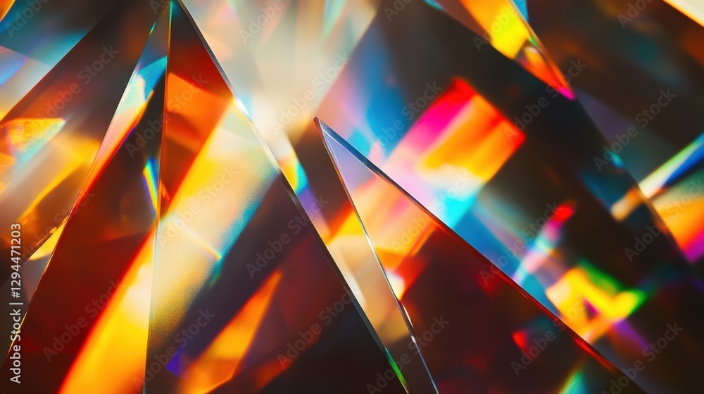 Poster vibrant multicolored prism reflections creating a dynamic abstract background