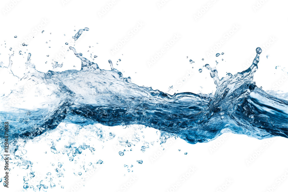 Poster dynamic water splash on transparent background png format crisp white environment high-quality visua