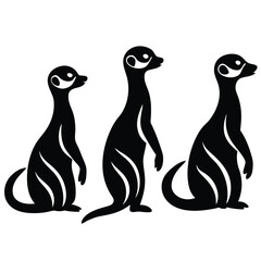 Naklejka premium set-of-meerkats-collection-of-silhouettes-of-black vector
