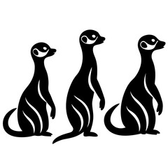 Naklejka premium set-of-meerkats-collection-of-silhouettes-of-black vector