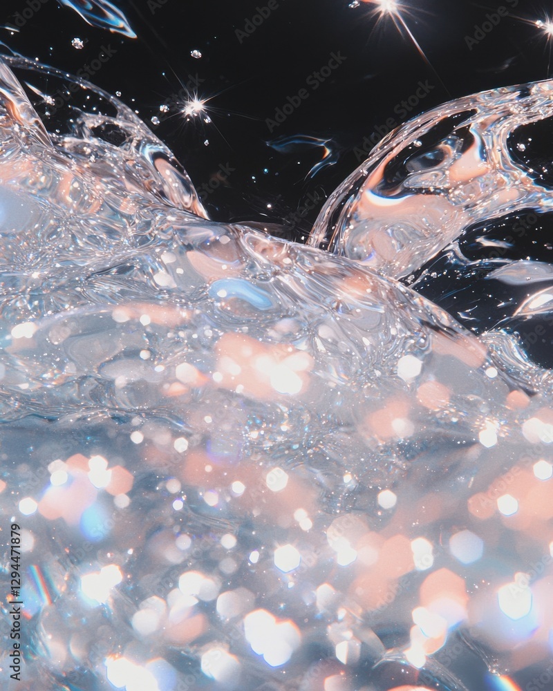 Aufkleber dynamic water splash studio setting abstract dark background close-up fluid art