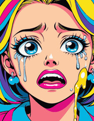 Chica muy triste llorando con lagrimas en los ojos