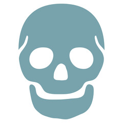 Obraz premium Teal Skull Clipart Illustration | Minimalist Cartoon Skull Isolated on White Background