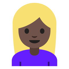 Friendly Black Female Person Clipart Illustration | Dark Skin, Blonde Hair, Smiling Character Isolated on White Background