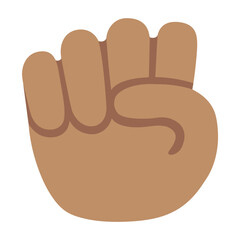 Hand Gesture Clipart Illustration | Knocking Brown-Skinned Hand with Fingers Folded Isolated on White Background