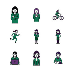 business people icon set