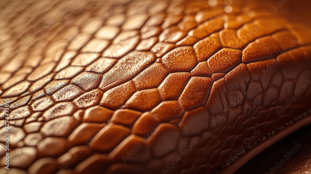 Aufkleber close-up of brown leather texture with hexagonal pattern for fashion and design concepts