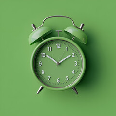 Green Alarm Clock Isoalted School Office Morning Job
