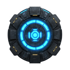 Naklejka premium Futuristic Energy Shield with Glowing Neon Blue Design Elements. Fantasy art and game design.