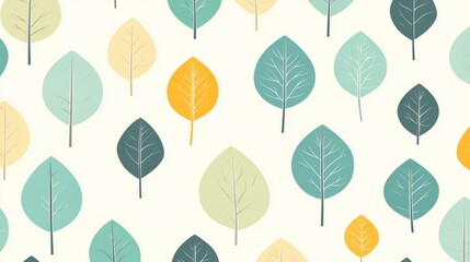 Colorful pattern of assorted leaves in soft pastel shades