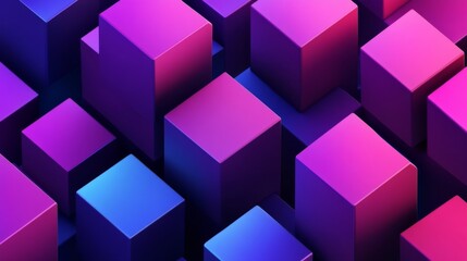 Vibrant geometric cubes in pink and blue tones creating a 3d illusion