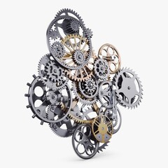 Obraz premium Illustration 3D Gear Mechanism Steampunk Mechanical Design