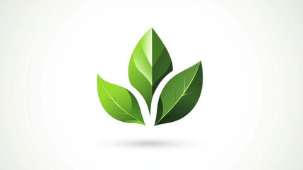 Fototapeta premium Green leaf trio icon on white background with gradient effect